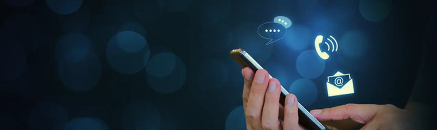 Contact us banner with phone and email icons